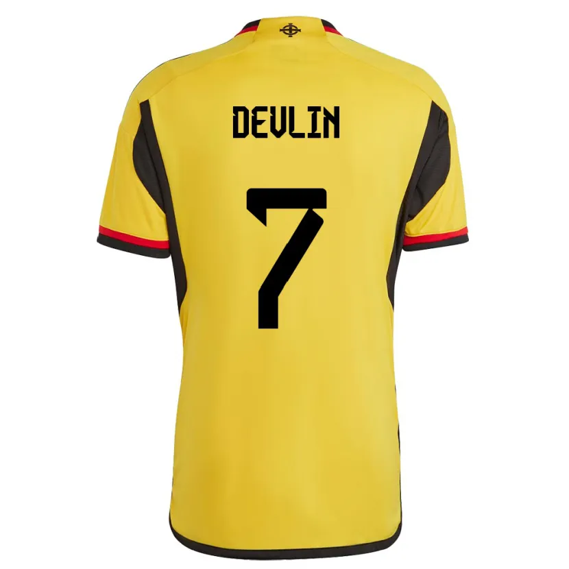Danxen Enfant Maillot Irlande Du Nord Terry Devlin #7 Blanc Tenues Extérieur 24-26 T-Shirt