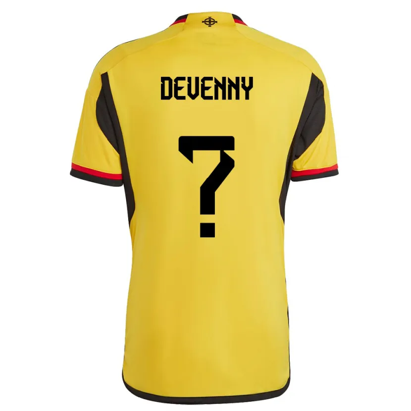 Danxen Enfant Maillot Irlande Du Nord Justin Devenny #0 Blanc Tenues Extérieur 24-26 T-Shirt