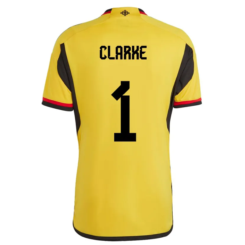Danxen Enfant Maillot Irlande Du Nord Josh Clarke #1 Blanc Tenues Extérieur 24-26 T-Shirt