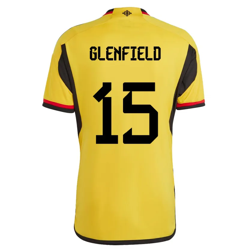 Danxen Enfant Maillot Irlande Du Nord Sam Glenfield #15 Blanc Tenues Extérieur 24-26 T-Shirt