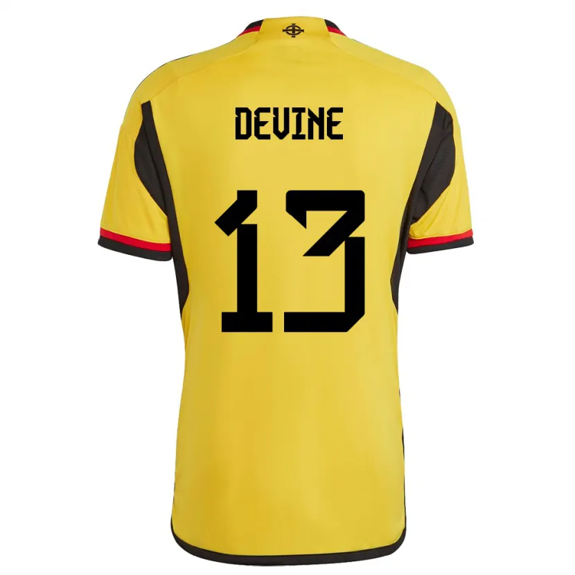 Danxen Enfant Maillot Irlande Du Nord Senan Devine #13 Blanc Tenues Extérieur 24-26 T-Shirt