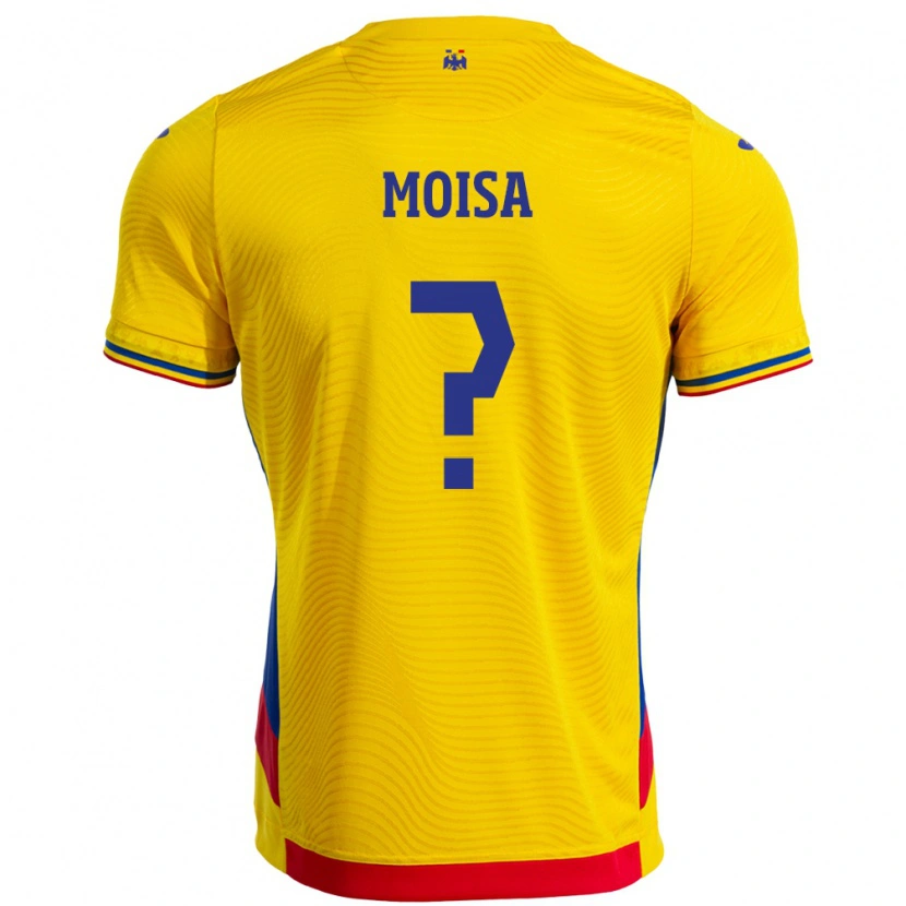 Danxen Homme Maillot Roumanie Davide Moisa #0 Jaune Tenues Domicile 24-26 T-Shirt