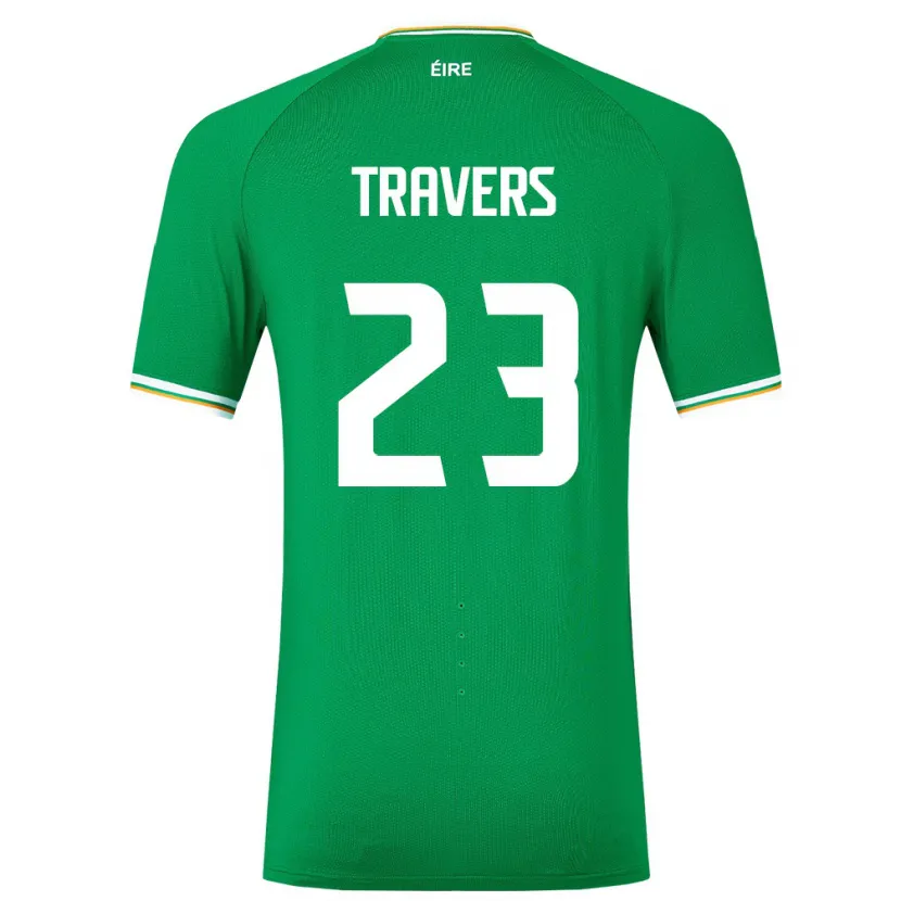 Danxen Homme Maillot Irlande Mark Travers #23 Vert Tenues Domicile 24-26 T-Shirt