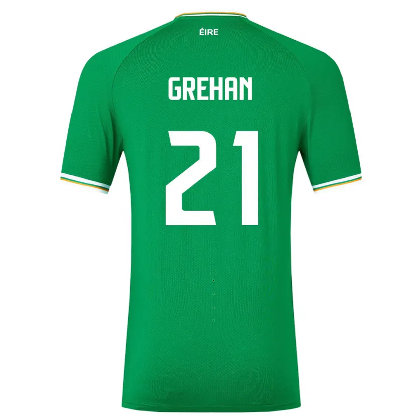 Danxen Homme Maillot Irlande Sean Grehan #21 Vert Tenues Domicile 24-26 T-Shirt