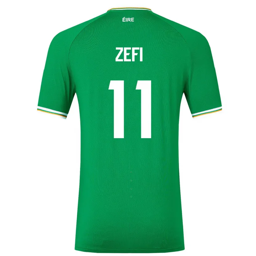 Danxen Homme Maillot Irlande Kevin Zefi #11 Vert Tenues Domicile 24-26 T-Shirt