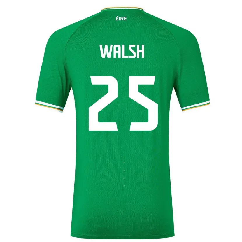 Danxen Homme Maillot Irlande Megan Walsh #25 Vert Tenues Domicile 24-26 T-Shirt