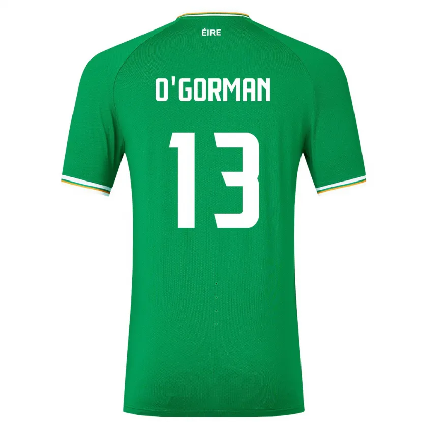 Danxen Homme Maillot Irlande Áine O'gorman #13 Vert Tenues Domicile 24-26 T-Shirt