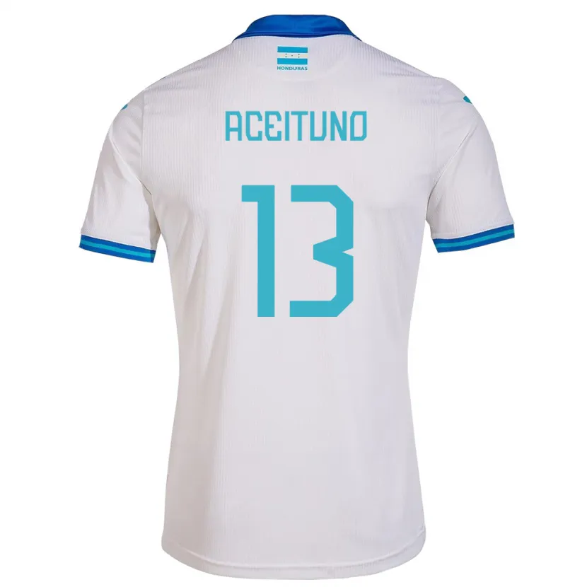 Danxen Homme Maillot Honduras Marco Aceituno #13 Blanc Tenues Domicile 24-26 T-Shirt