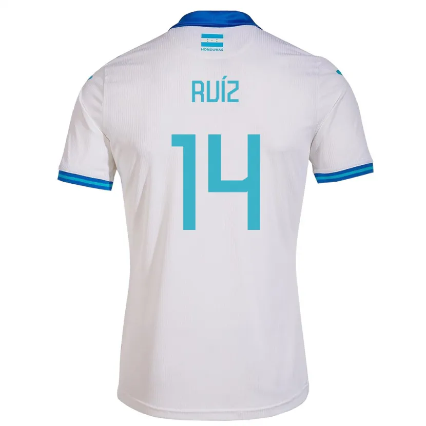 Danxen Homme Maillot Honduras David Ruíz #14 Blanc Tenues Domicile 24-26 T-Shirt