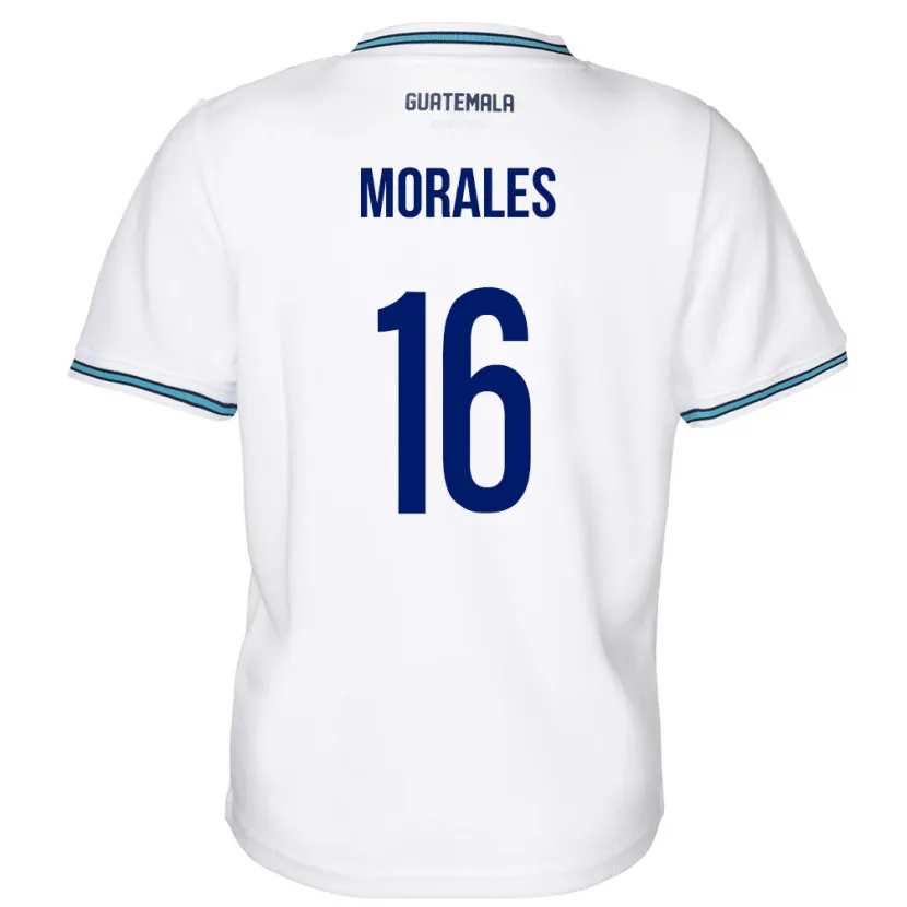 Danxen Homme Maillot Guatemala José Morales #16 Blanc Tenues Domicile 24-26 T-Shirt