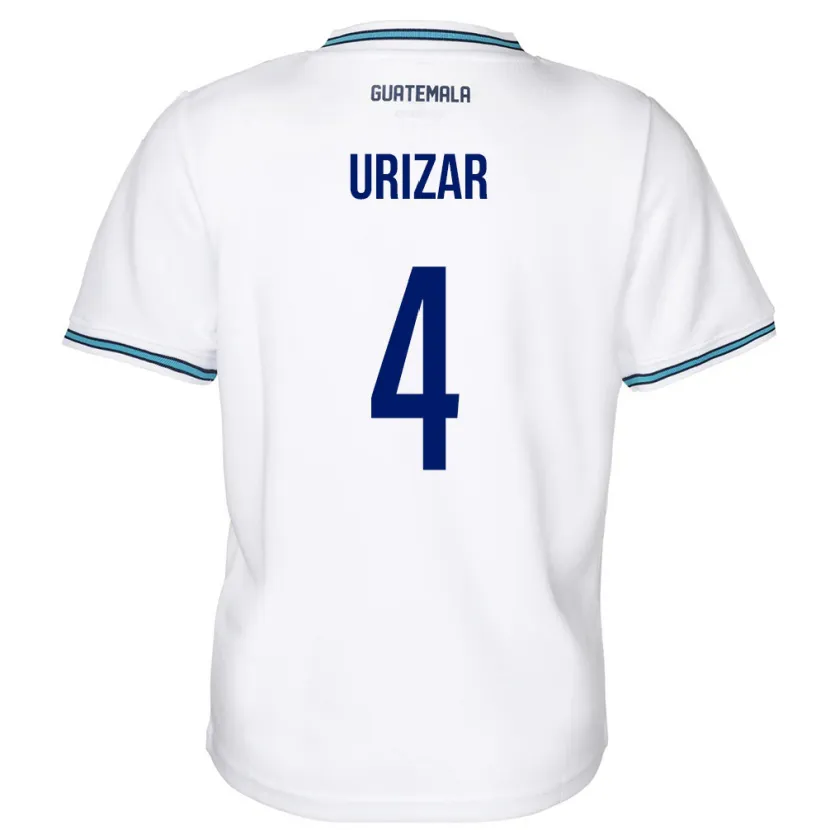 Danxen Homme Maillot Guatemala Jeshua Urizar #4 Blanc Tenues Domicile 24-26 T-Shirt
