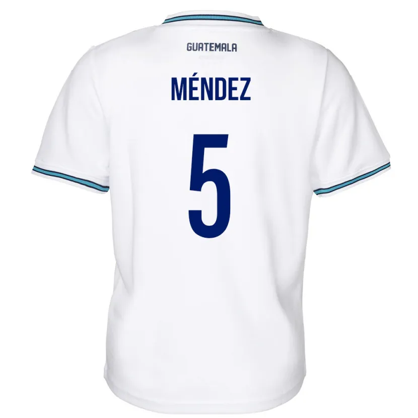 Danxen Homme Maillot Guatemala Diego Méndez #5 Blanc Tenues Domicile 24-26 T-Shirt