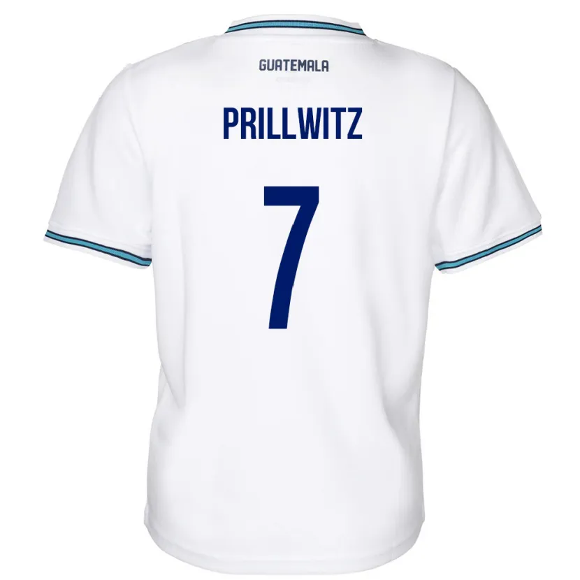Danxen Homme Maillot Guatemala Héctor Prillwitz #7 Blanc Tenues Domicile 24-26 T-Shirt