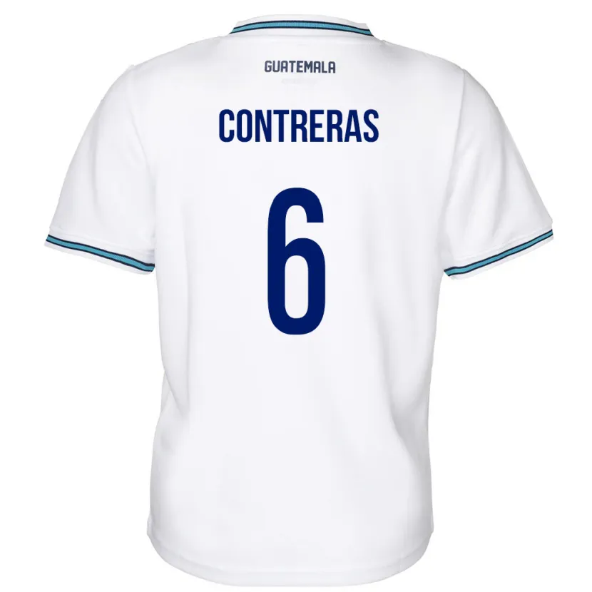 Danxen Homme Maillot Guatemala María Contreras #6 Blanc Tenues Domicile 24-26 T-Shirt