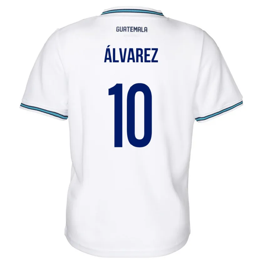 Danxen Homme Maillot Guatemala Andrea Álvarez #10 Blanc Tenues Domicile 24-26 T-Shirt