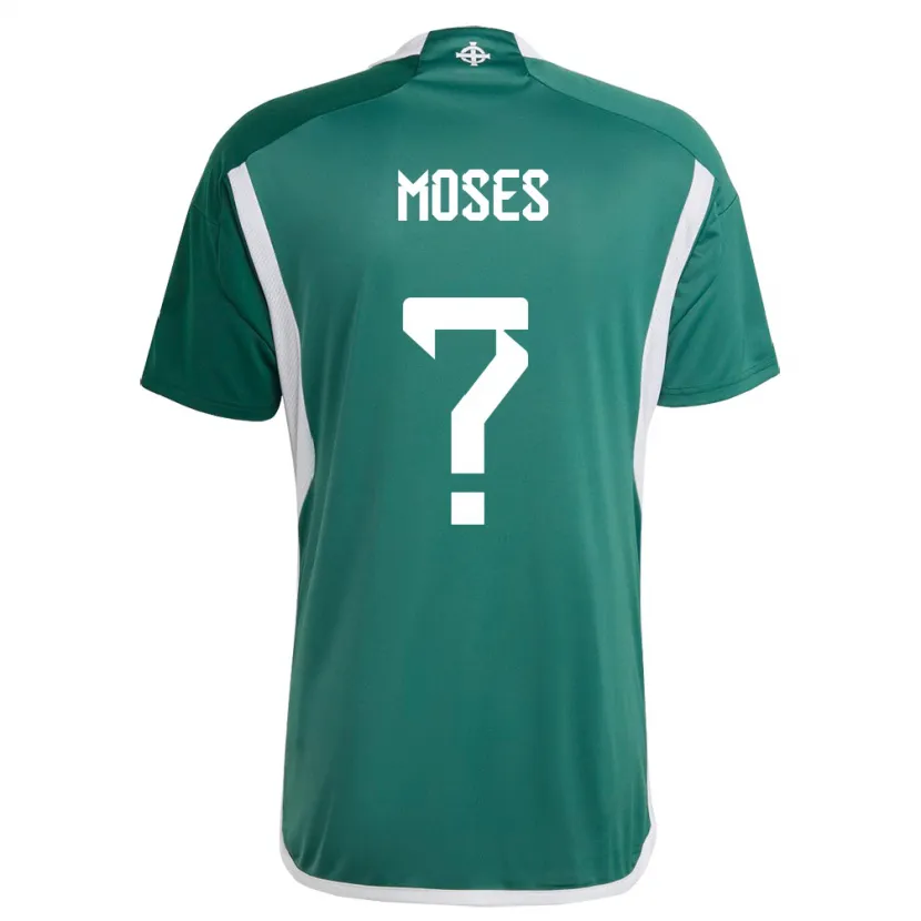 Danxen Homme Maillot Irlande Du Nord Devlan Moses #0 Vert Tenues Domicile 24-26 T-Shirt
