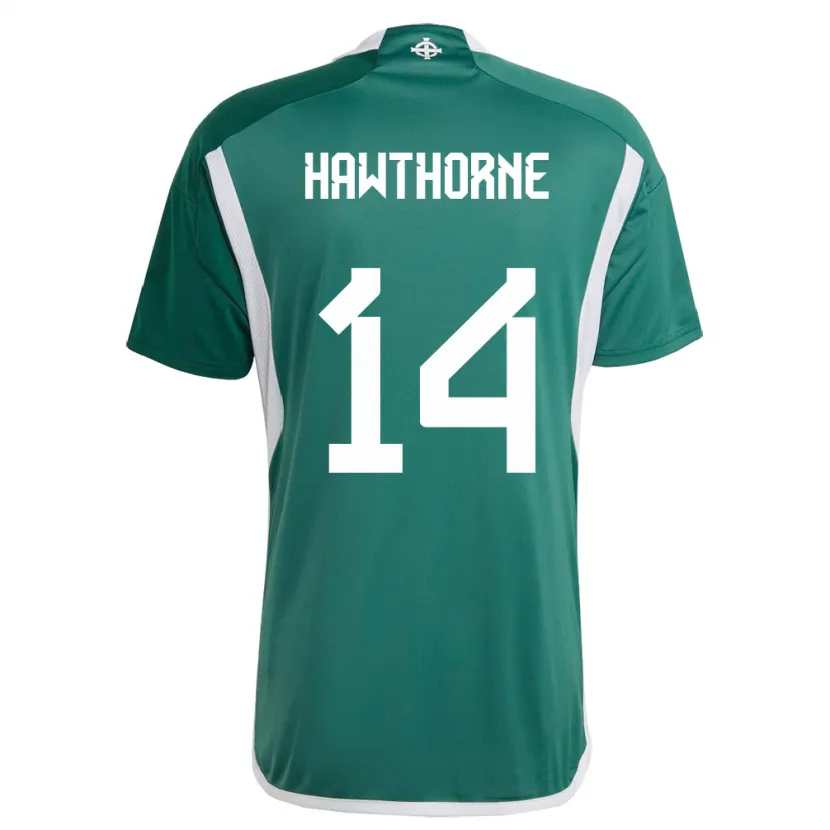 Danxen Homme Maillot Irlande Du Nord Keevan Hawthorne #14 Vert Tenues Domicile 24-26 T-Shirt