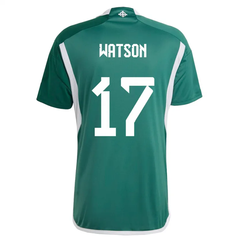 Danxen Homme Maillot Irlande Du Nord Alex Watson #17 Vert Tenues Domicile 24-26 T-Shirt
