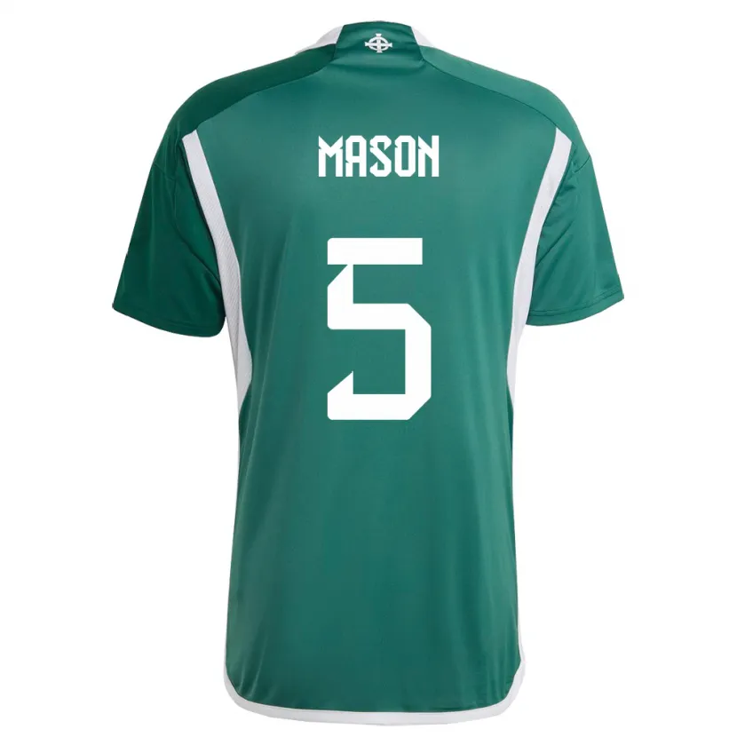 Danxen Homme Maillot Irlande Du Nord Ellie Mason #5 Vert Tenues Domicile 24-26 T-Shirt
