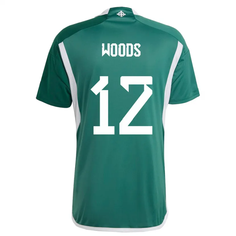 Danxen Homme Maillot Irlande Du Nord Lilie Woods #12 Vert Tenues Domicile 24-26 T-Shirt