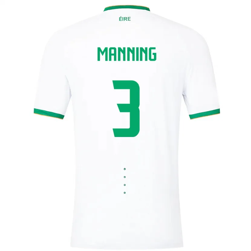 Danxen Homme Maillot Irlande Ryan Manning #3 Blanc Tenues Extérieur 24-26 T-Shirt