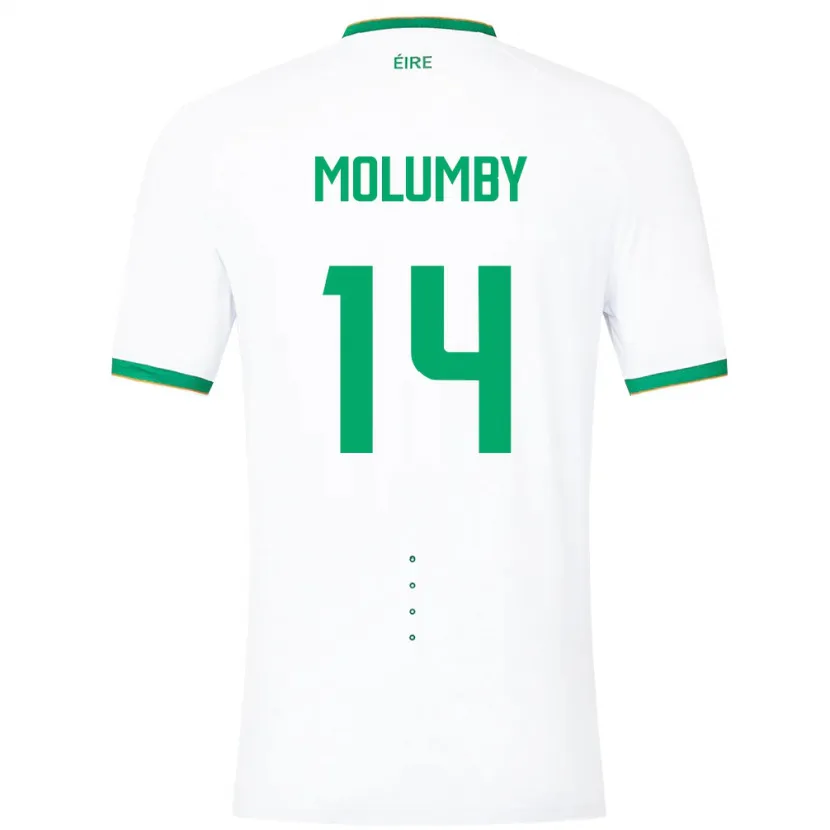Danxen Homme Maillot Irlande Jayson Molumby #14 Blanc Tenues Extérieur 24-26 T-Shirt