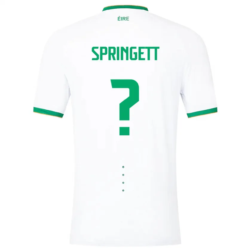 Danxen Homme Maillot Irlande Tony Springett #0 Blanc Tenues Extérieur 24-26 T-Shirt