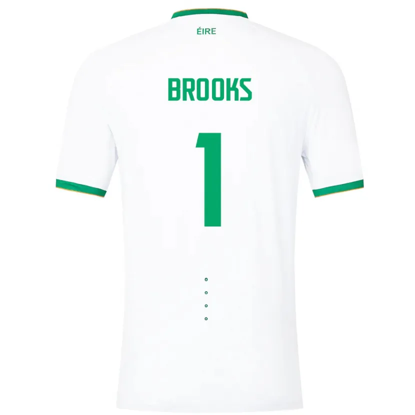 Danxen Homme Maillot Irlande Tiernan Brooks #1 Blanc Tenues Extérieur 24-26 T-Shirt
