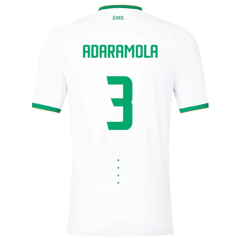 Danxen Homme Maillot Irlande Tayo Adaramola #3 Blanc Tenues Extérieur 24-26 T-Shirt