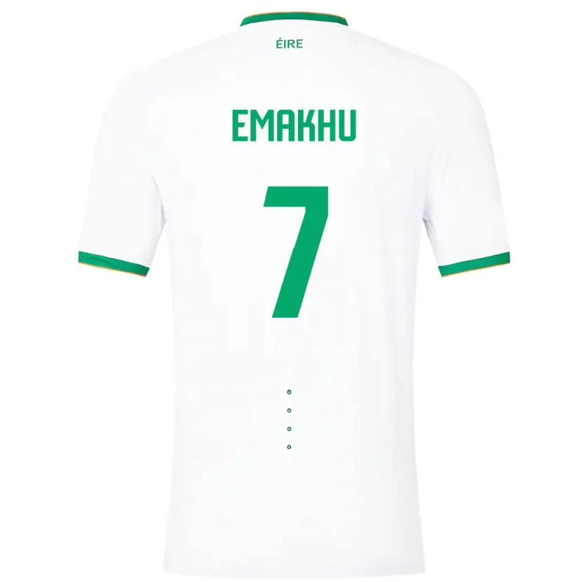 Danxen Homme Maillot Irlande Aidomo Emakhu #7 Blanc Tenues Extérieur 24-26 T-Shirt