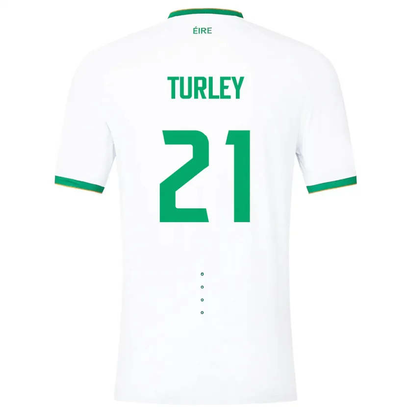 Danxen Homme Maillot Irlande Freddie Turley #21 Blanc Tenues Extérieur 24-26 T-Shirt