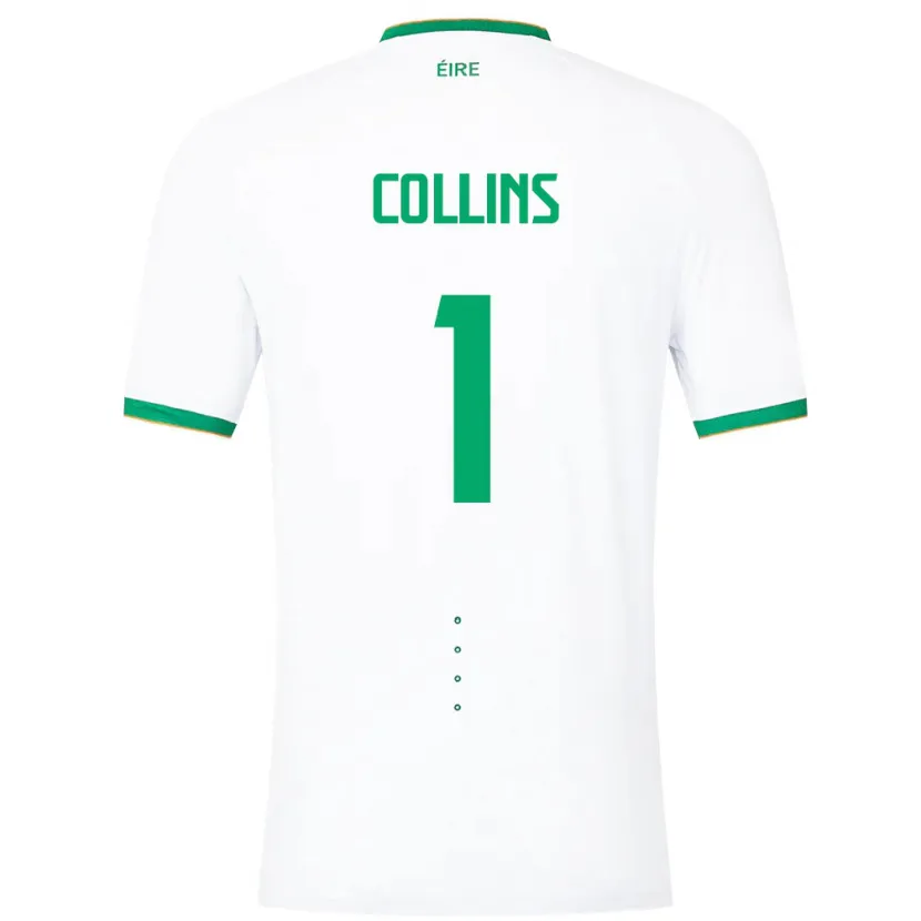 Danxen Homme Maillot Irlande Joe Collins #1 Blanc Tenues Extérieur 24-26 T-Shirt