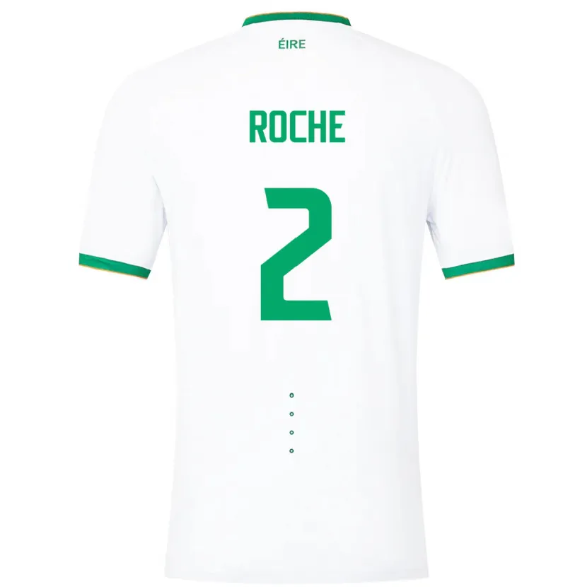 Danxen Homme Maillot Irlande James Roche #2 Blanc Tenues Extérieur 24-26 T-Shirt