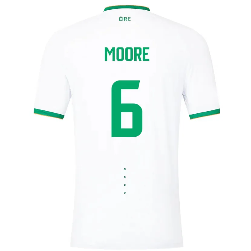Danxen Homme Maillot Irlande Matthew Moore #6 Blanc Tenues Extérieur 24-26 T-Shirt
