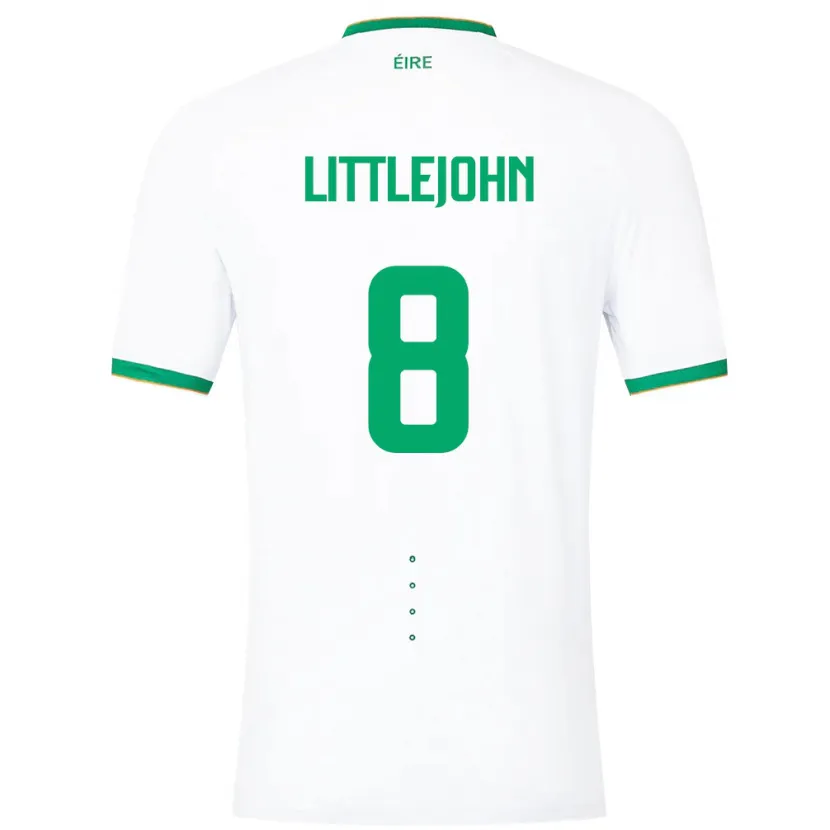 Danxen Homme Maillot Irlande Ruesha Littlejohn #8 Blanc Tenues Extérieur 24-26 T-Shirt
