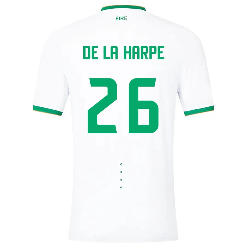 Danxen Homme Maillot Irlande Deborah-Anne De La Harpe #26 Blanc Tenues Extérieur 24-26 T-Shirt