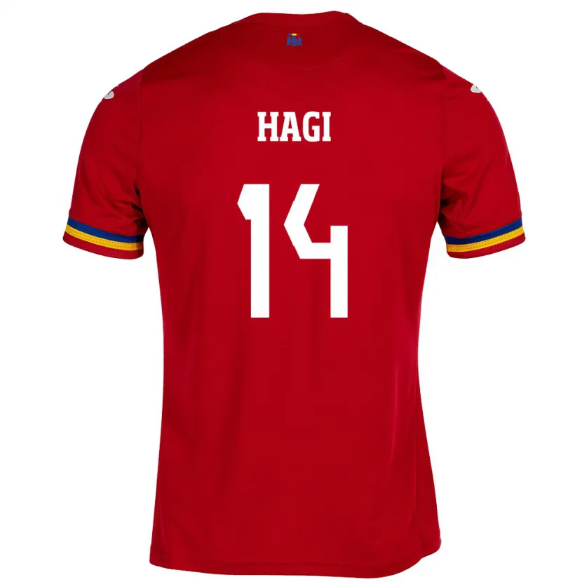 Danxen Homme Maillot Roumanie Ianis Hagi #14 Rouge Tenues Extérieur 24-26 T-Shirt