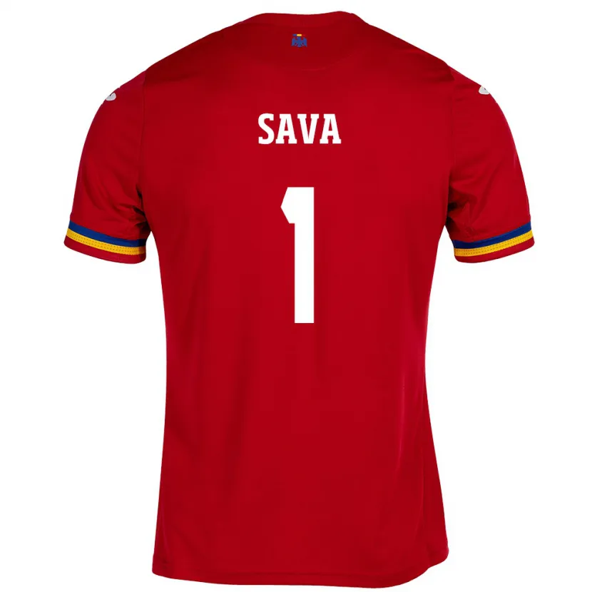 Danxen Homme Maillot Roumanie Răzvan Sava #1 Rouge Tenues Extérieur 24-26 T-Shirt