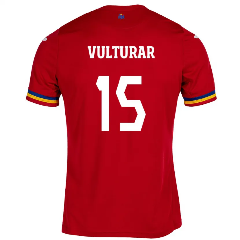 Danxen Homme Maillot Roumanie Cătălin Vulturar #15 Rouge Tenues Extérieur 24-26 T-Shirt