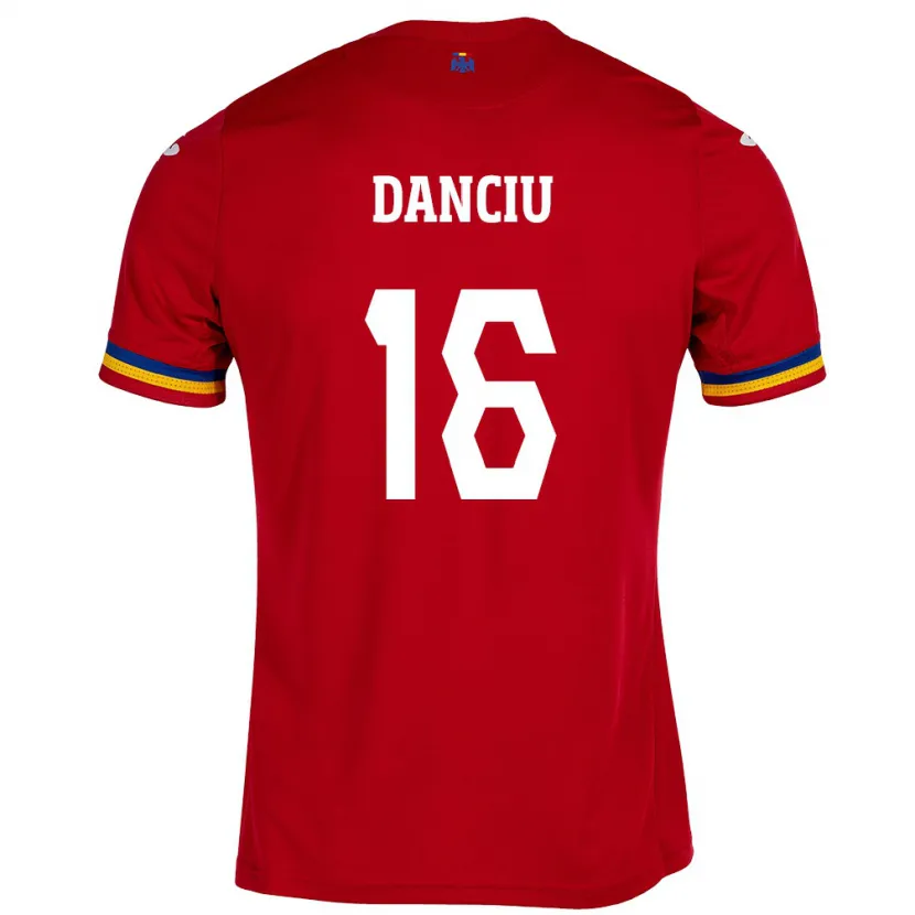 Danxen Homme Maillot Roumanie Marian Danciu #16 Rouge Tenues Extérieur 24-26 T-Shirt