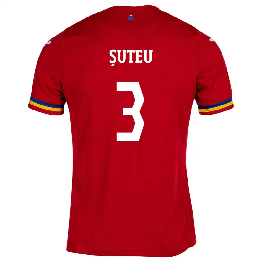 Danxen Homme Maillot Roumanie Alexandru Șuteu #3 Rouge Tenues Extérieur 24-26 T-Shirt