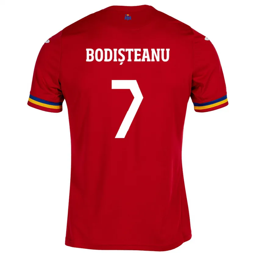 Danxen Homme Maillot Roumanie Ștefan Bodișteanu #7 Rouge Tenues Extérieur 24-26 T-Shirt