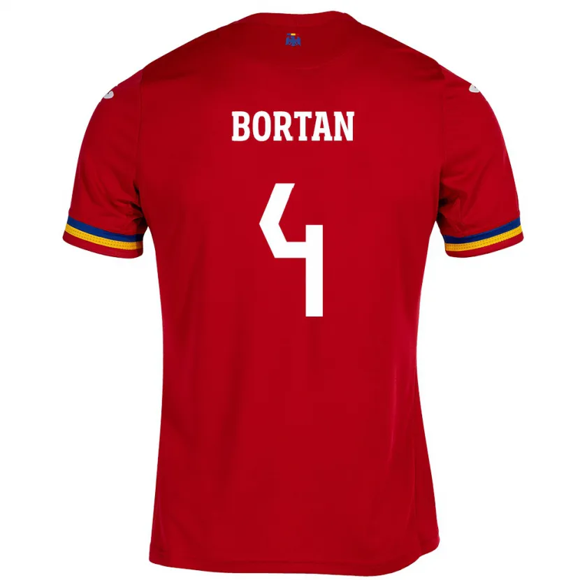 Danxen Homme Maillot Roumanie Ioana Bortan #4 Rouge Tenues Extérieur 24-26 T-Shirt