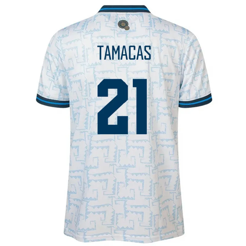 Danxen Homme Maillot Salvador Bryan Tamacas #21 Blanc Tenues Extérieur 24-26 T-Shirt