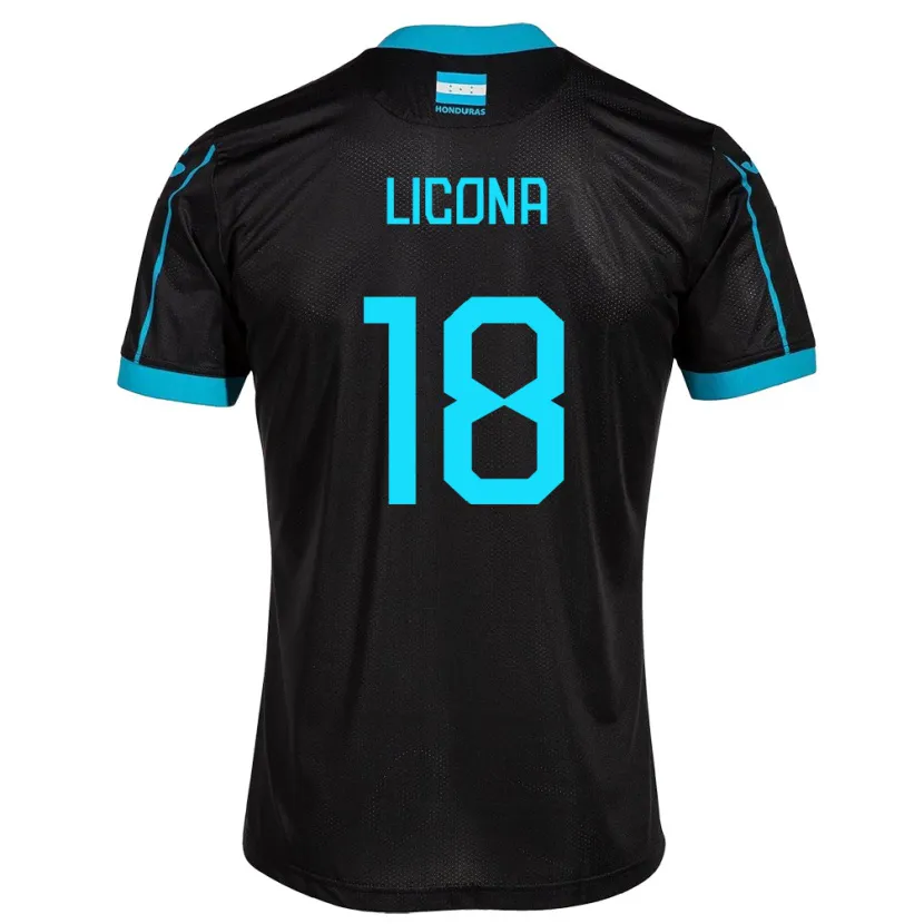 Danxen Homme Maillot Honduras Marlon Licona #18 Noir Tenues Extérieur 24-26 T-Shirt