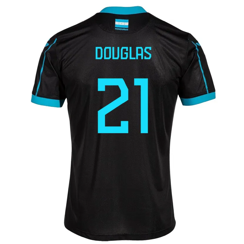 Danxen Homme Maillot Honduras Douglas Martínez #21 Noir Tenues Extérieur 24-26 T-Shirt