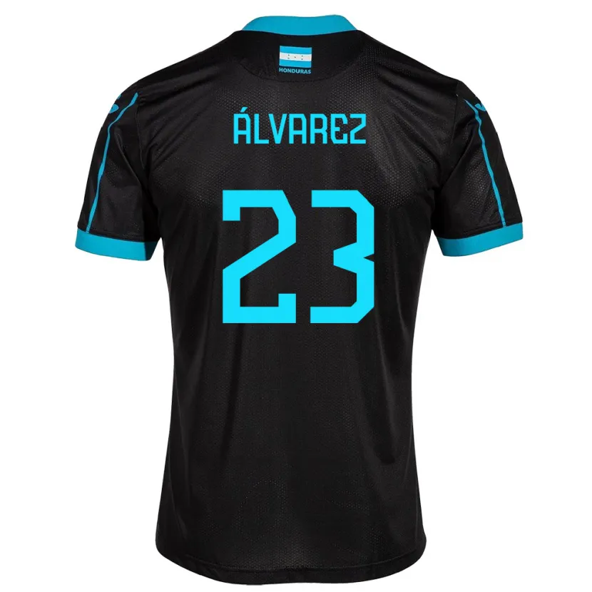 Danxen Homme Maillot Honduras Jorge Álvarez #23 Noir Tenues Extérieur 24-26 T-Shirt