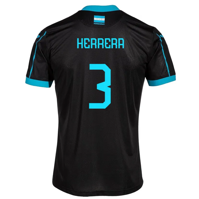 Danxen Homme Maillot Honduras David Herrera #3 Noir Tenues Extérieur 24-26 T-Shirt