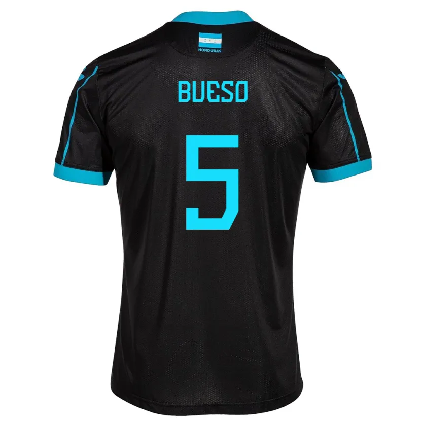 Danxen Homme Maillot Honduras Jonathan Bueso #5 Noir Tenues Extérieur 24-26 T-Shirt