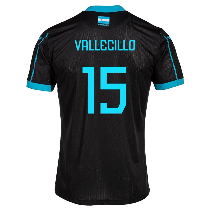 Danxen Homme Maillot Honduras Eric Vallecillo #15 Noir Tenues Extérieur 24-26 T-Shirt